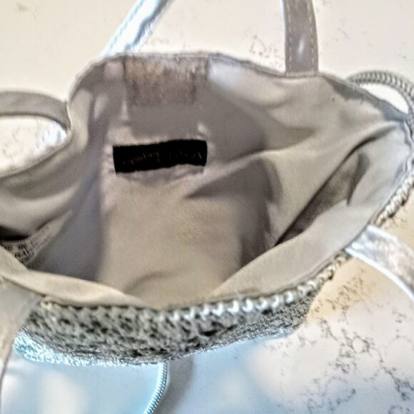 Signature Club A Silver Grey Satin Beaded Cross Body Bag - Picture 6 of 7
